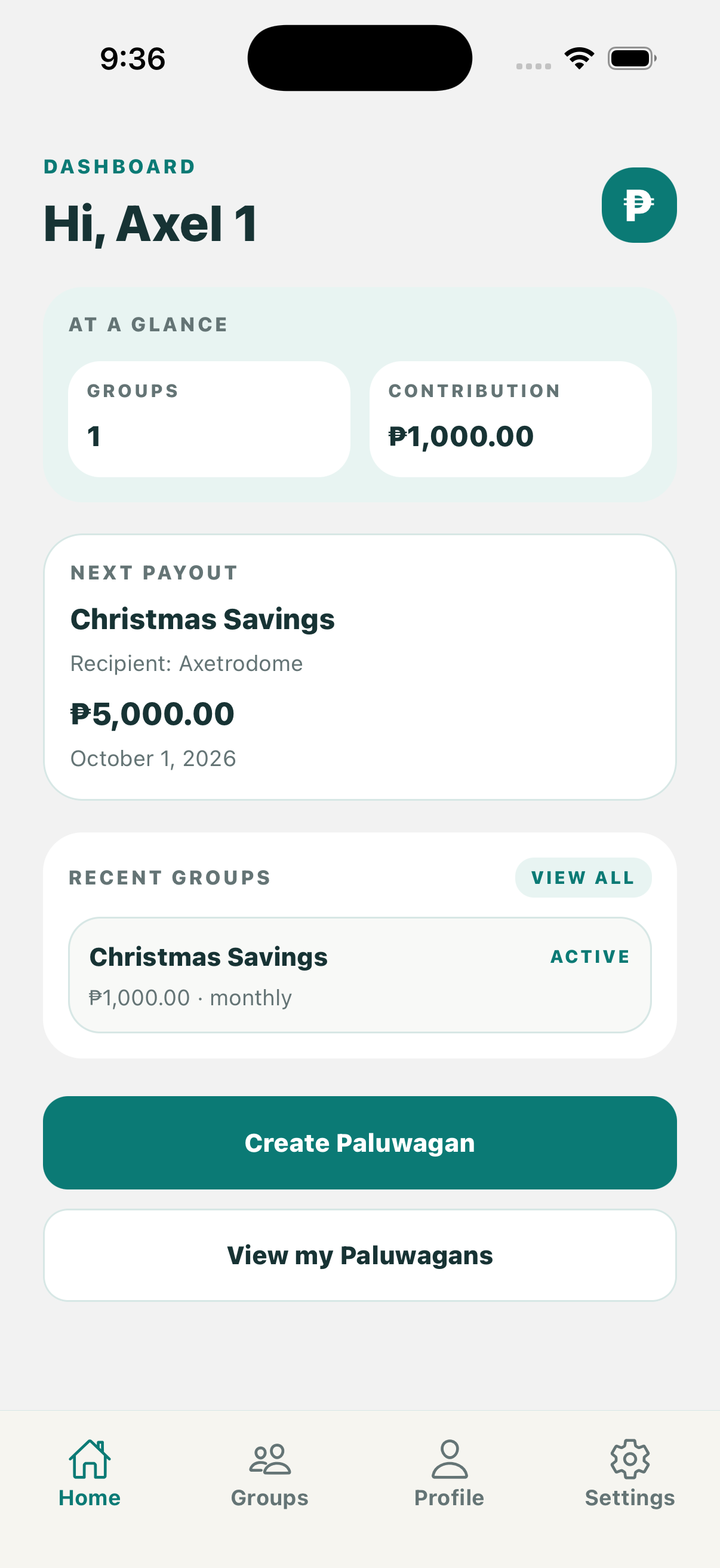 Paluwagan Manager dashboard screenshot